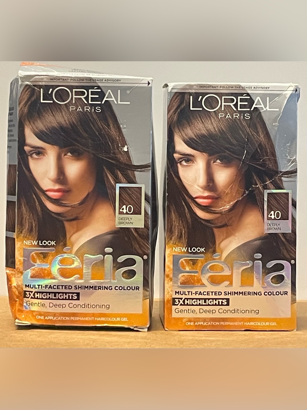 L'Oreal Feria Multi-Faceted Shimmering Hair Color - 40 Deeply Brown (Pack of 2)